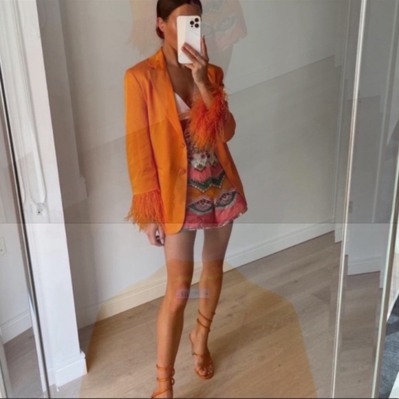 Zara Limited Edition Feathered Blazer Size M - Picture 9 of 17